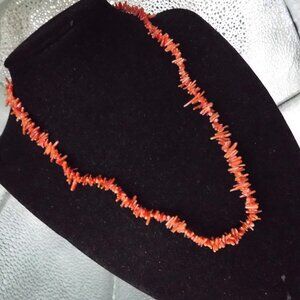 Red Coral Chip Necklace for Women - Natural Chip Strand